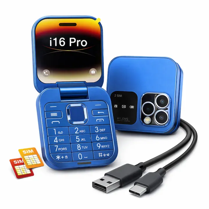 Telefon cu clapeta IdealTI i16 Pro Dual SIM 2 Nano, 1000 mAh, Albastru, 1.77 inch