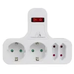 Priza de alimentare Maclean, cvadrupla cu intrerupator pornit/oprit, picior de stabilizare, tip Schuko, 2x2.5A, 2x16A, MCE224