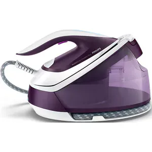 Statie de calcat PHILIPS GC7933/30 PerfectCare Complact Plus, 2400W, 120g/min, 1.5l, talpa SteamGlide Plus, alb-mov