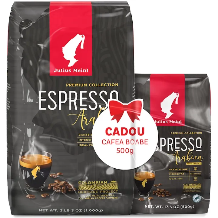 Pachet cafea boabe Julius Meinl Premium Collection Espresso, 1kg + cadou cafea boabe Premium Collection Espresso, 500g
