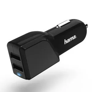 Incarcator auto Hama, 2 porturi USB, 4.8A, culoare negru