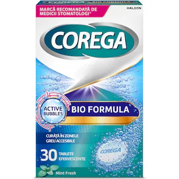 Tablete de curatare pentru proteza dentara Corega Bio Formula, 30 buc