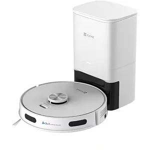 Aspirator robot EZVIZ RE5S Plus, 0.35l, 24.1V, autonomie max 240 min, Wi-Fi, functie mop, alb-negru