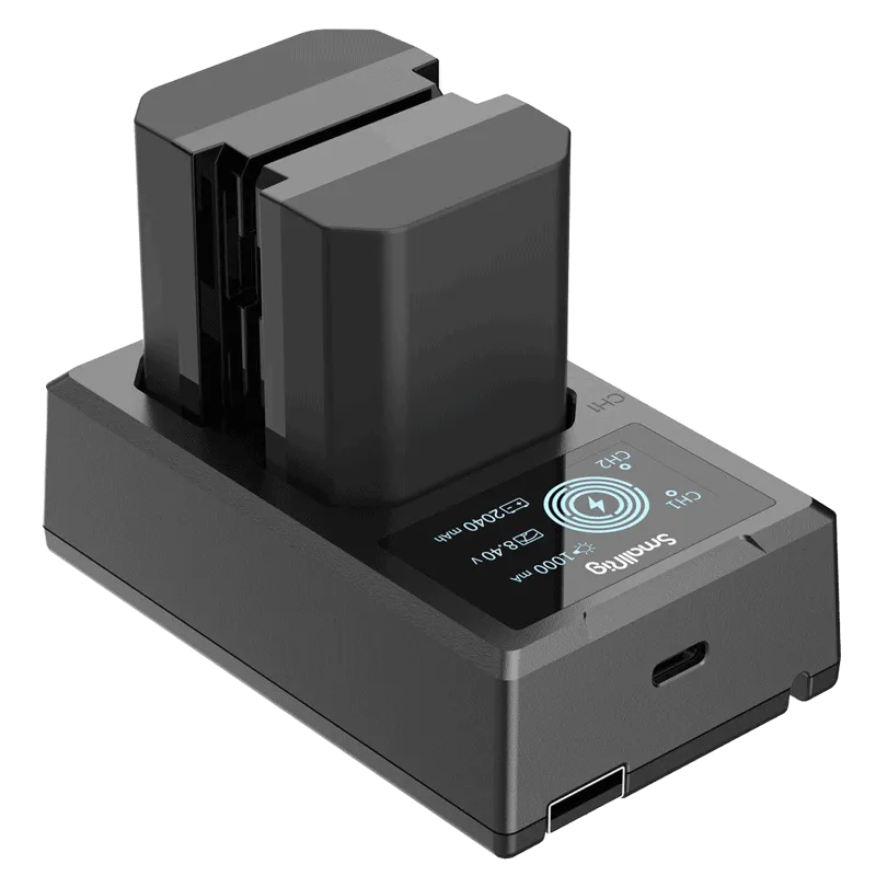 Set baterii și încărcător SmallRig NP-FZ100, 2x, 2040mAh, USB-A, USB-C, pentru aparate foto Mirrorless
