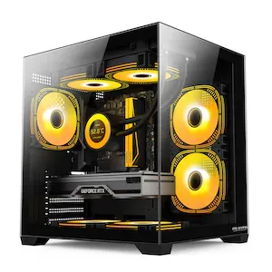 Carcasa PC Pro Gaming Ambra Black, Cube Tower, M-ATX, fara sursa, 5x ARGB FAN, Controller ARGB