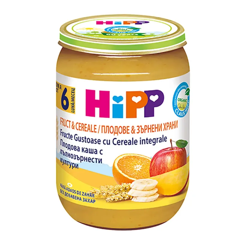 Piure Hipp Fructe gustoase cu cereale integrale, de la 6 luni, 190 g