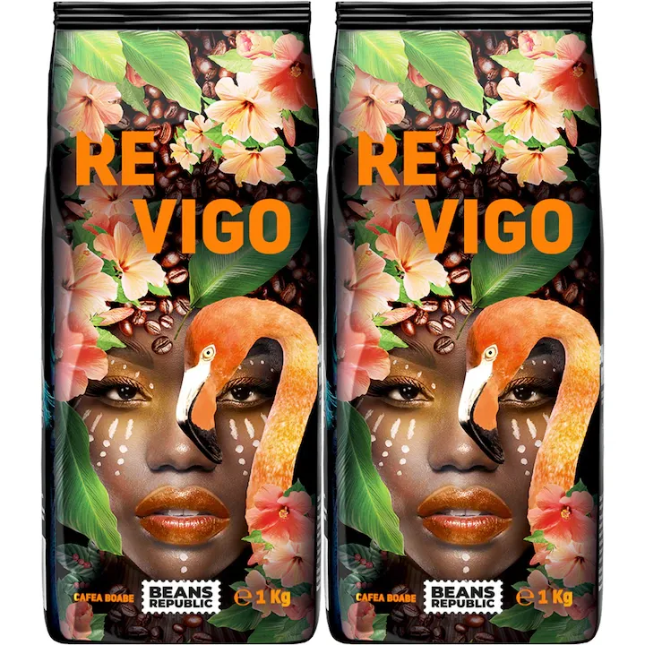 Pachet 2x Cafea Boabe, REVIGO Arabica & Robusta, BEANS REPUBLIC, 2kg