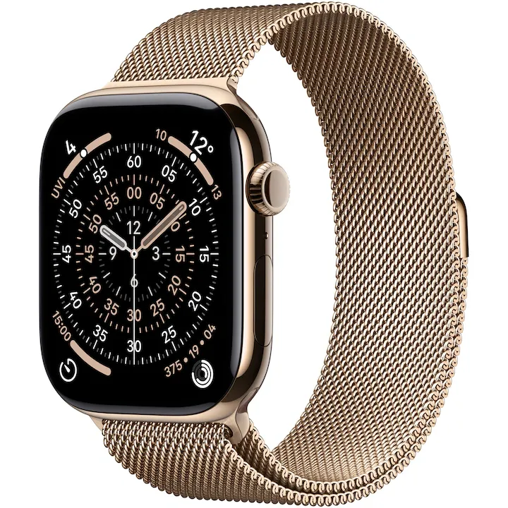 Apple Watch 11 GPS + Cellular, Carcasa Gold Titanium 46mm, Gold Milanese Loop - M/L