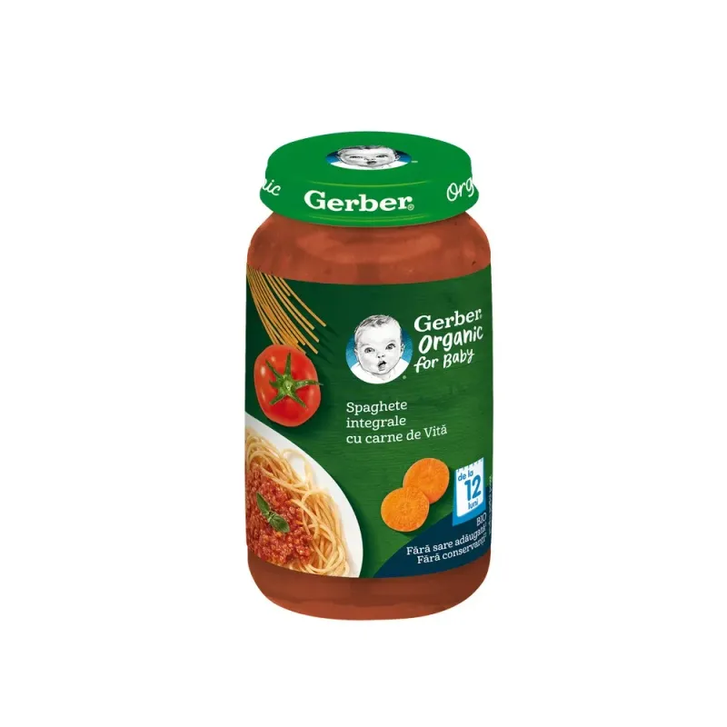 Spaghete integrale cu carne de vita Gerber, de la 10 luni, 190 g