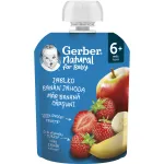 Piure cu mar, banana si capsuni Gerber Natural, de la 6 luni, 90 g