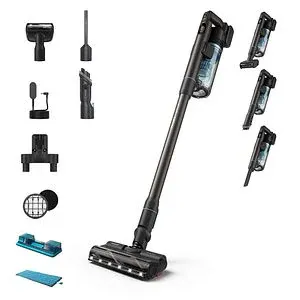 Aspirator vertical PHILIPS Seria 7000 Aqua XC7163/01, 0.6l, 25.2 V, autonomie max 80 min, Modulul Aqua, negru-albastru