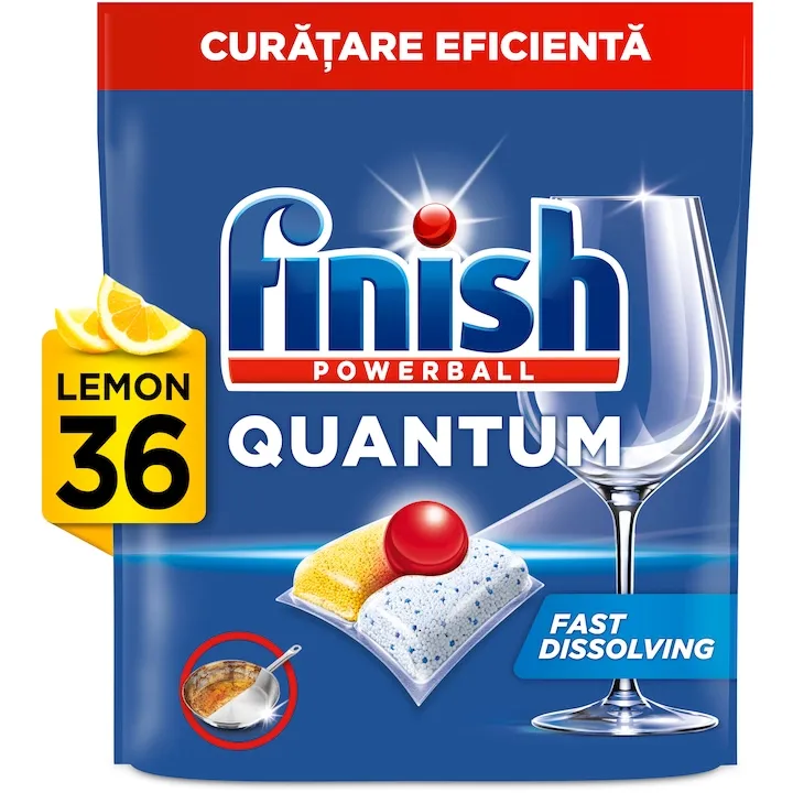 Detergent capsule automat pentru masina de spalat vase Finish Quantum Lemon, 36 spalari