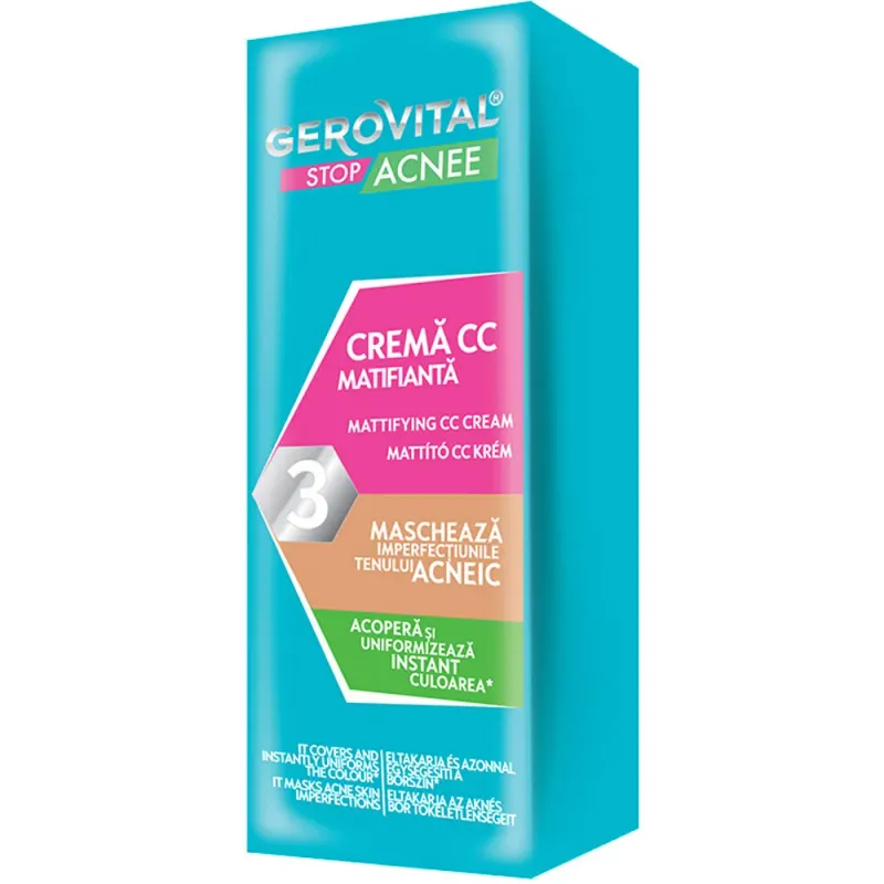 Crema CC matifianta Gerovital stop acnee 30ml