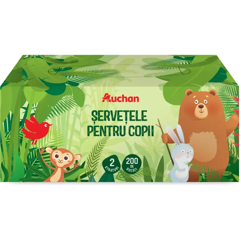 Servetele pentru copii Auchan, 2 straturi, 200 bucati