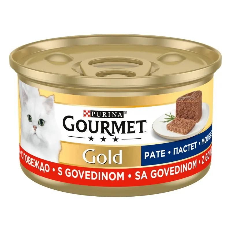 Hrana umeda pentru pisici Purina Gourmet Gold Mousse cu vita, 85 g