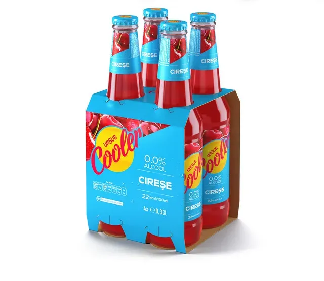 Bere blonda fara alcool cu aroma de cirese Ursus Cooler, 4 x 0.33 l