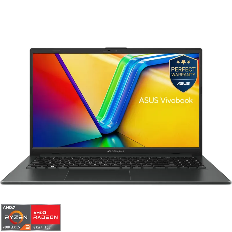 ASUS Vivobook 15 E1504FA cu procesor AMD Ryzen™ 3 7320U pana la 4.1GHz, 15.6'', Full HD, IPS, 8GB LPDDR5 RAM, 512GB SSD, AMD Radeon™ Graphics, No OS, Mixed Black