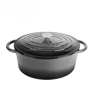 Oala ovala cu capac Cooking by Heinner Marble Grey, fonta emailata, 33 x 26.5 x 11.5 cm, 6 L