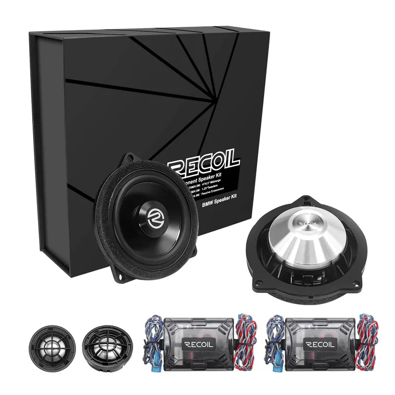 Set 2 difuzoare auto dedicate BMW sistem component RECOIL, 50W RMS, 91dB, 10 cm, negru