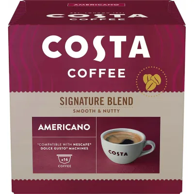 Capsule cafea COSTA COFFEE Signature Blend Americano, compatibile Dolce Gusto, 16 capsule, 146.4g