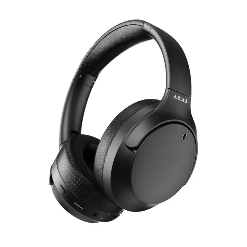 Casti fara fir over-ear Akai P200, Bluetooth 5.4, tehnologie ANC, negru