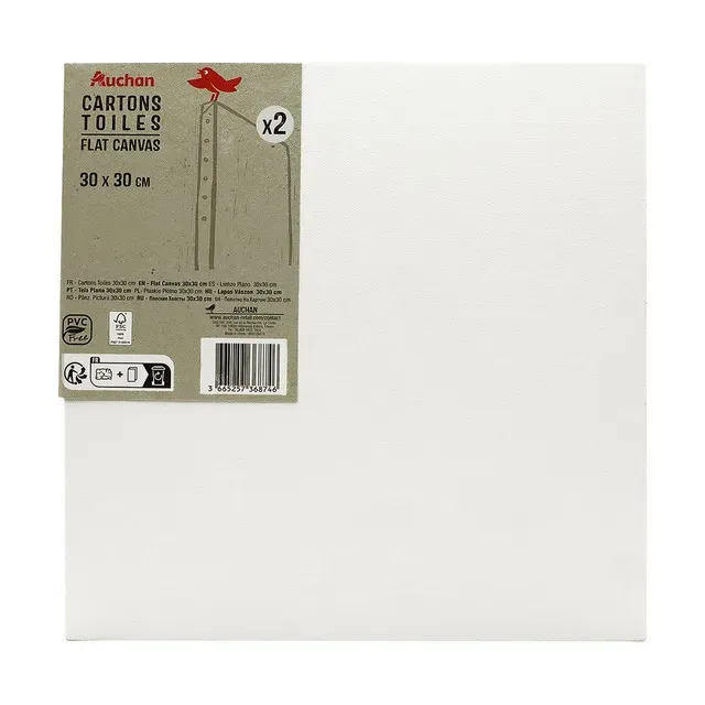 Panza de pictura Auchan, 2 bucati, 30 x 30 cm, alb