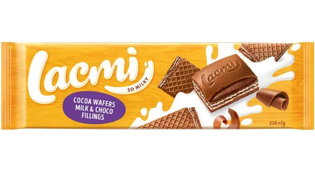 Ciocolata cu umplutura cu crema cu lapte, ciocolata si napolitana cu cacao Roshen Lacmi, 235 g