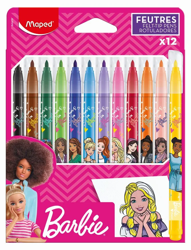 Set 12 carioci Maped Barbie, Multicolor