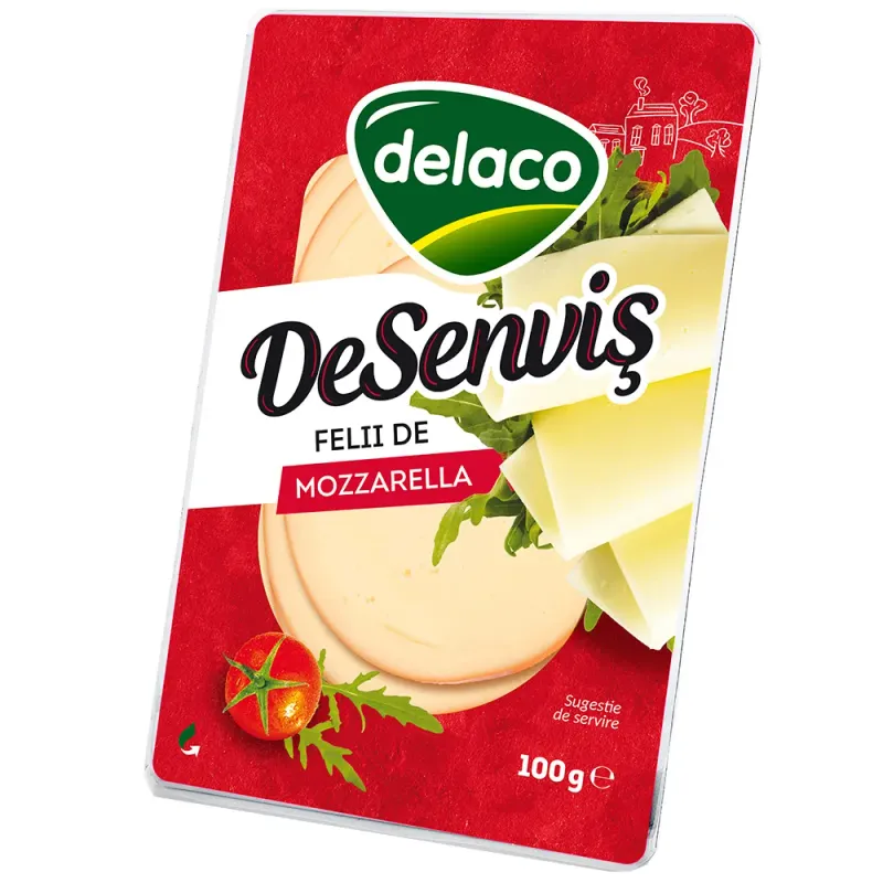 Mozzarella felii Delaco DeSenvis, 100 g