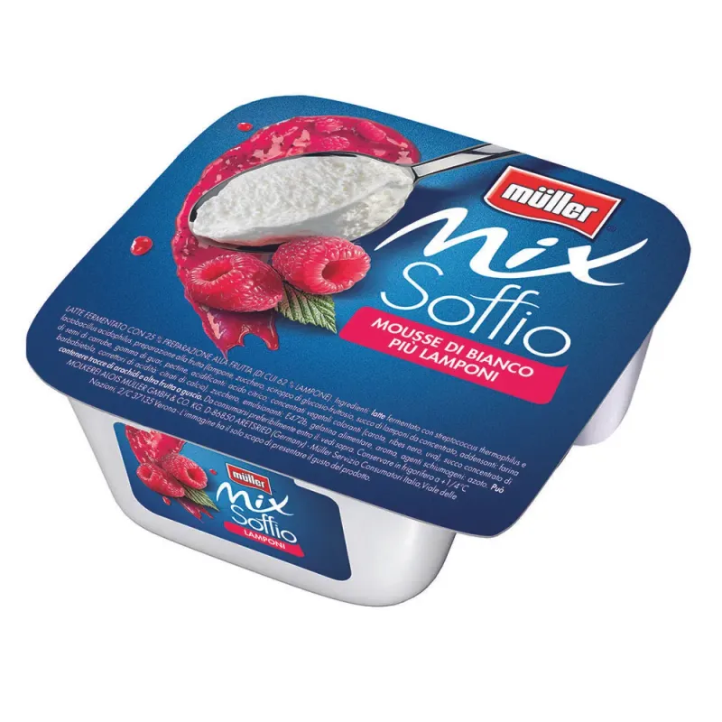 Iaurt cremos Muller Mix, cu zmeura, 120 g
