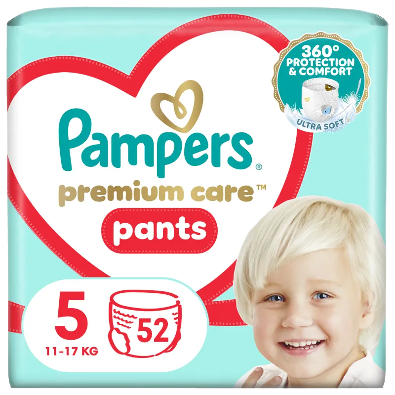 Scutece-Chilotel Pampers Premium Care Pants Mega Box, Marimea 5, 11-17 kg, 52 buc