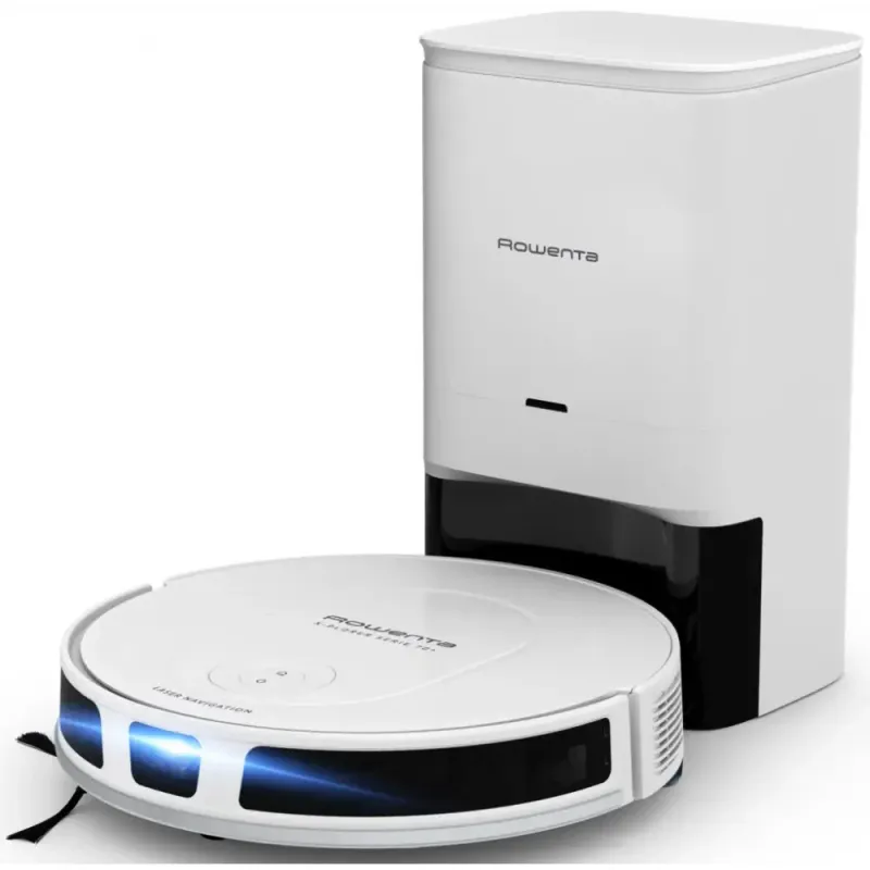 Aspirator robot Rowenta X-Plorer Serie 70+ RR8497WH, 0.35 l, Autonomie 168 min, Sistem Smart Aqua Power, Alb
