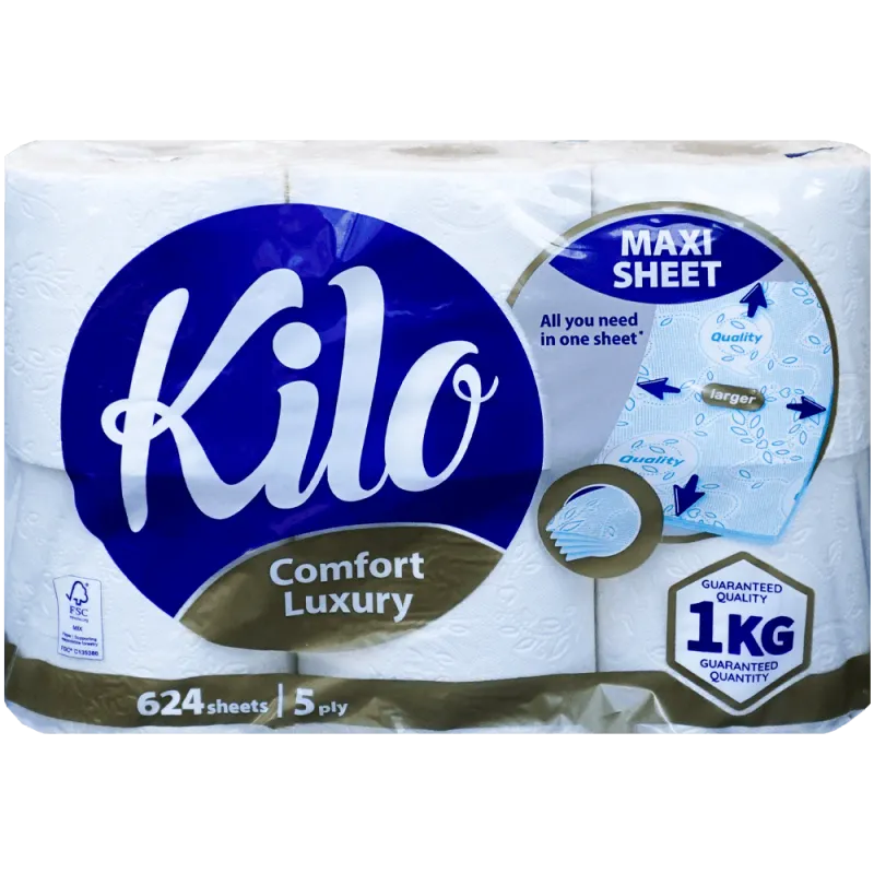 Hartie igienica Kilo Confort, 5 straturi, 6 role
