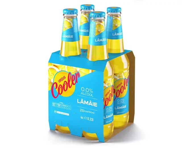 Bere blonda fara alcool cu aroma de lamaie Ursus Cooler, 4 x 0.33 l