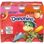 Iaurt de baut Danonino, capsuni-banane si piersici-caise, 6 x 100 g