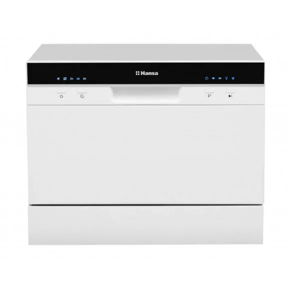 Masina de spalat vase Hansa compacta ZWM556WH Hansa, Capacitate 6 seturi, Numar programe 5, Clasa energetica F, Cos tacamuri, Motor Universal, 49db
