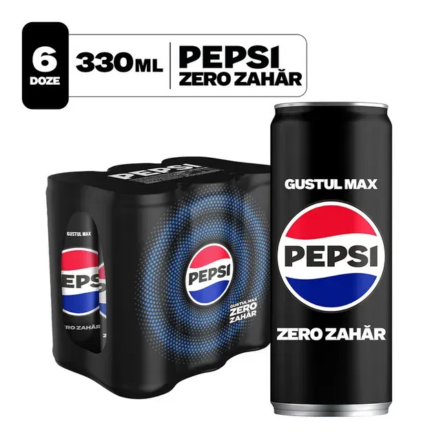 Bautura carbogazoasa Pepsi Zero Zahar, 6 x 0.33 l