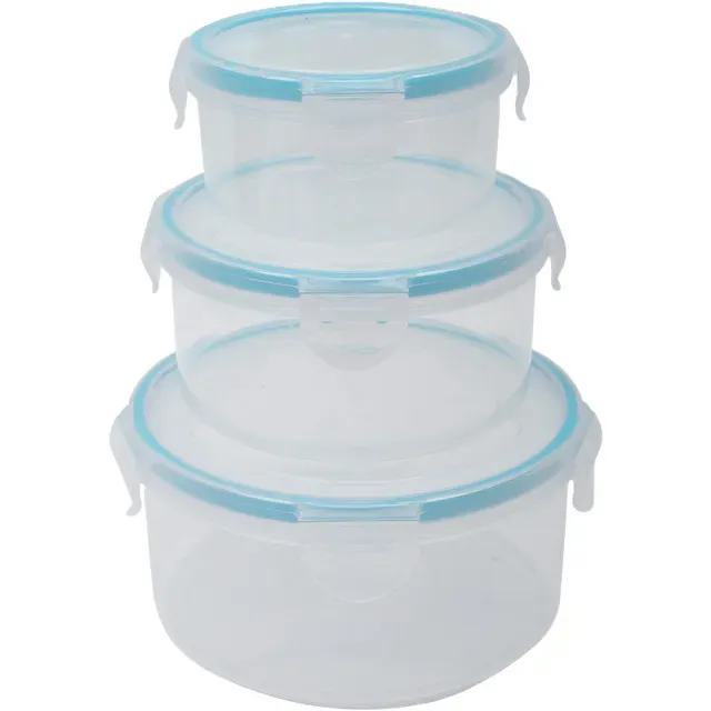 Set cutii pentru alimente Actuel, 3 bucati, rotunde, plastic