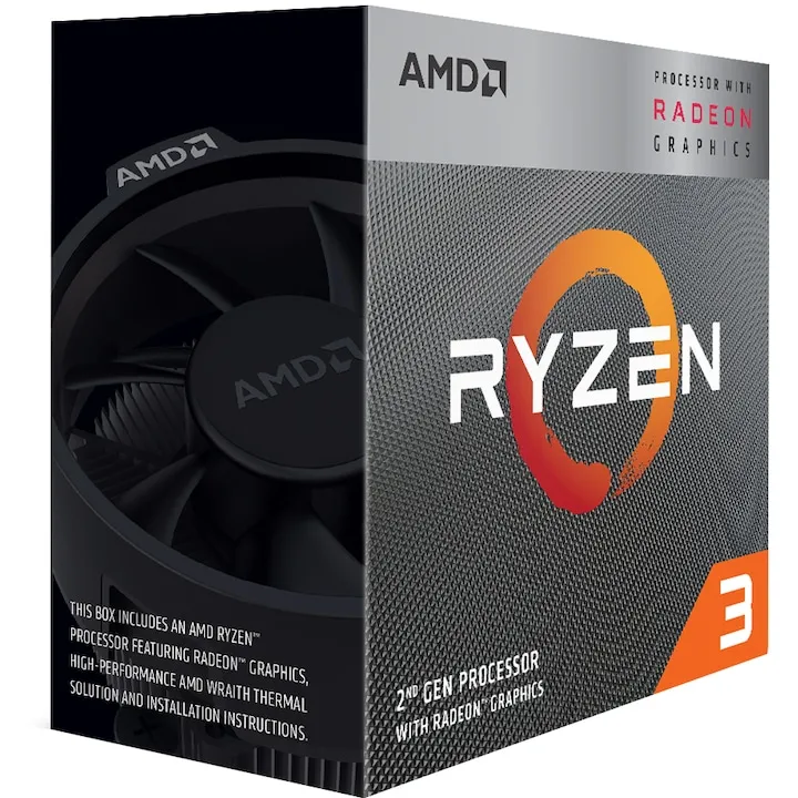 Procesor AMD Ryzen™ 3 3200G, 6MB, 4.0GHz, Radeon™ RX Vega 8 Graphics cu Wraith Stealth cooler