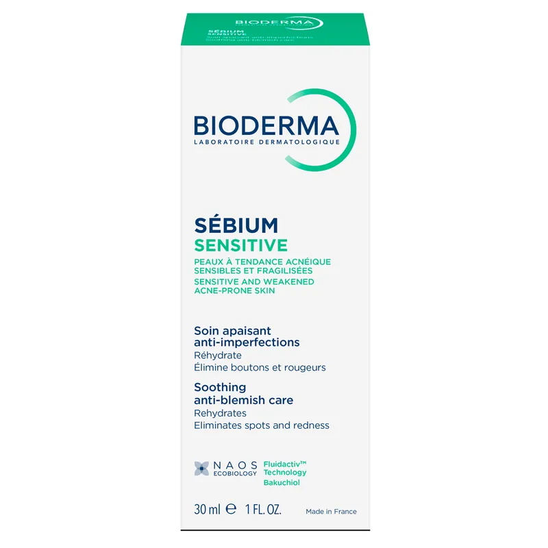 Fluid calmant si hidratant pentru pielea acneica Sebium Sensitive, 30 ml, Bioderma