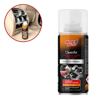 Spray curatare aer conditionat, Moje Auto, Black, elimina bacteriile si ciupercile, miros proaspat, 150 ml