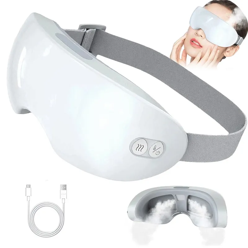 Masca de ochi cu abur, cu 2 temperaturi reglabile, spray la nivel de microni, contur 3D, oprire automata 10 minute, compresie termica, perne de aer, reincarcabila, 1200 mAh, banda reglabila, relaxare, alb perlat