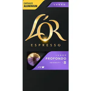 Capsule cafea L'OR Espresso Lungo Profondo, compatibile Nespresso, 10 capsule, 52g