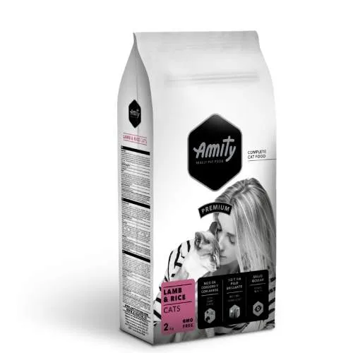 Hrana uscata pentru pisici, Amity Premium , Miel si Orez, 2 kg