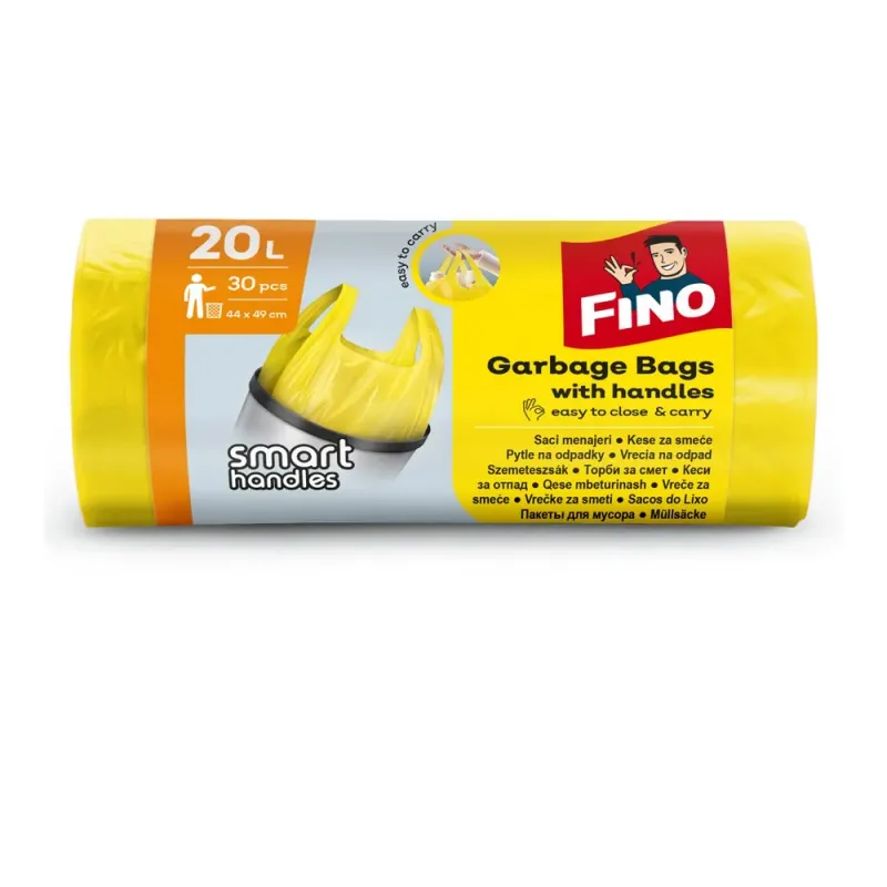 Saci menajeri cu sistem de inchidere tip maner Fino, 20l, 30 bucati