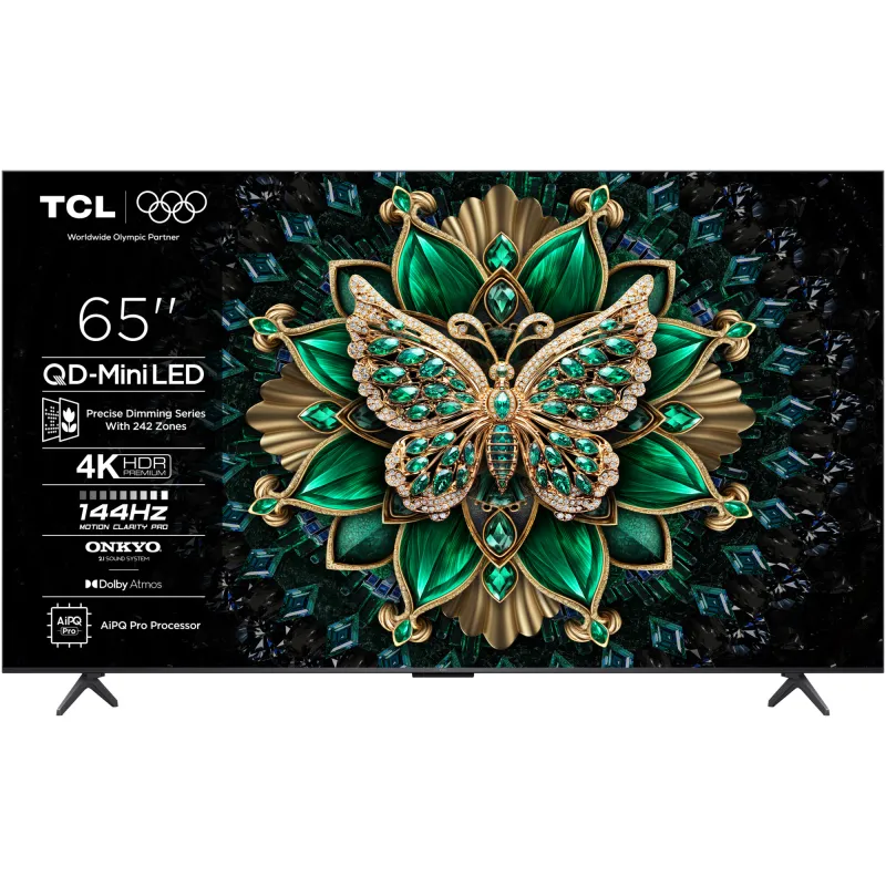 TCL QD-MiniLed 65C6K, 164 cm, Smart Google TV, 4K Ultra HD, 100Hz, Clasa F (Model 2025)