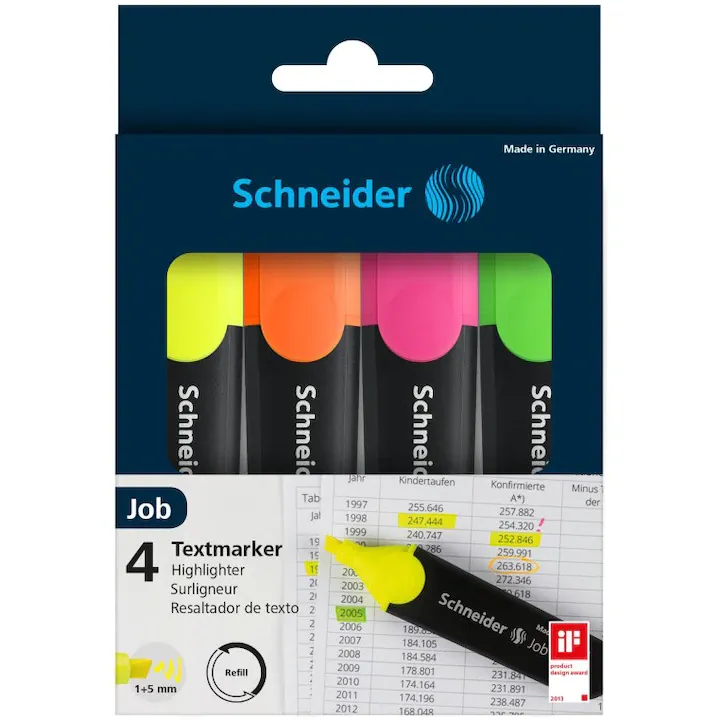 Textmarker Schneider Job, 4 buc