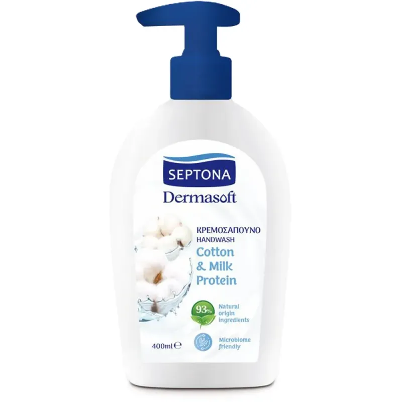 Sapun lichid Septona Dermasoft, aroma de bumbac si proteina din lapte, 400 ml