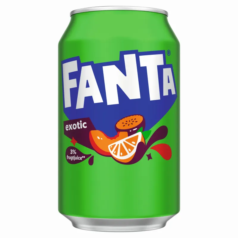 Bautura carbogazoasa cu aroma de fructe exotice Fanta Exotic, 0.33 l