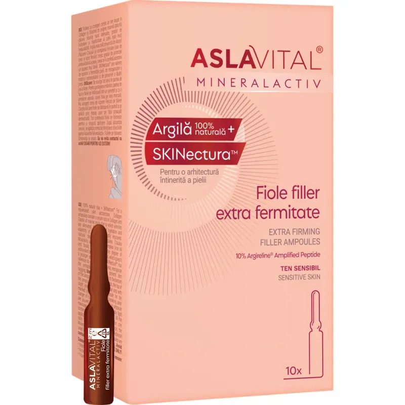 Fiole filler extra fermitate pentru ten sensibil Aslavital Mineralactiv, 10 x 2 ml